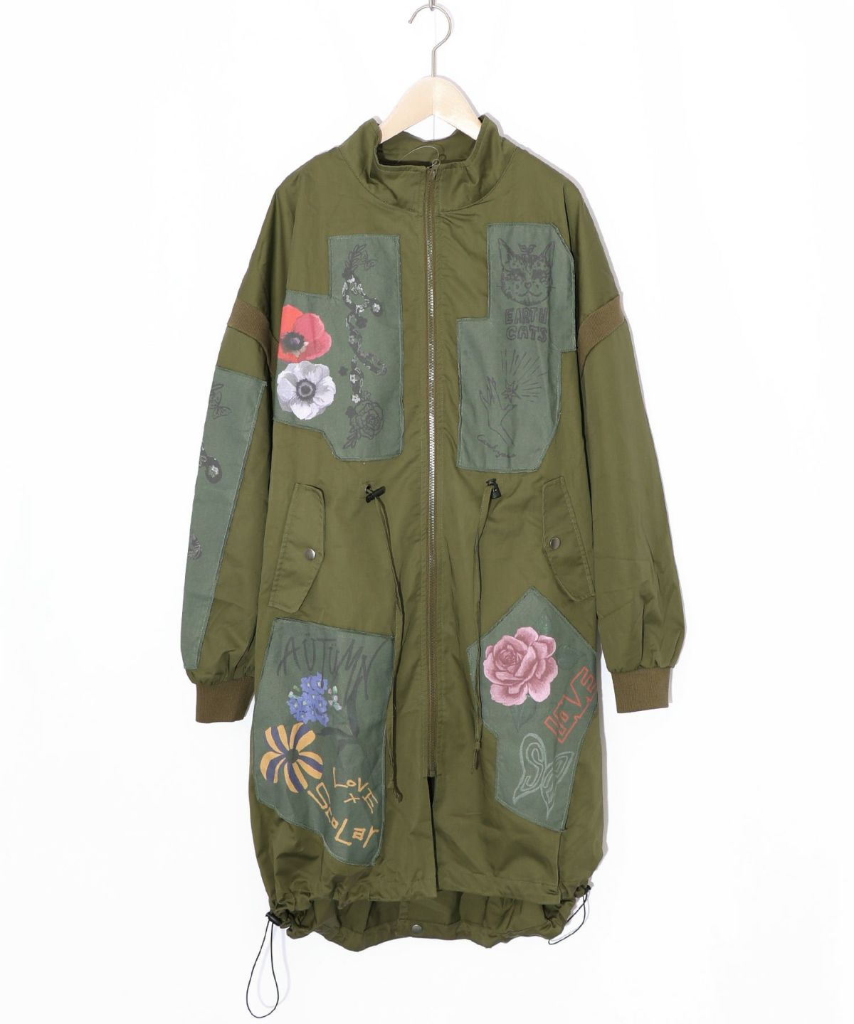 花のアップリケロングブルゾン-13