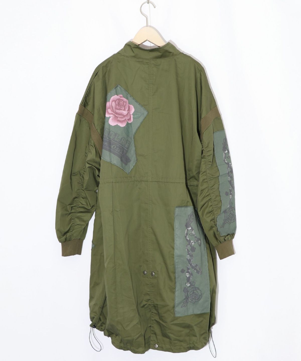 花のアップリケロングブルゾン-14