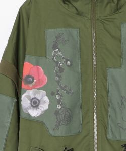 花のアップリケロングブルゾン-15