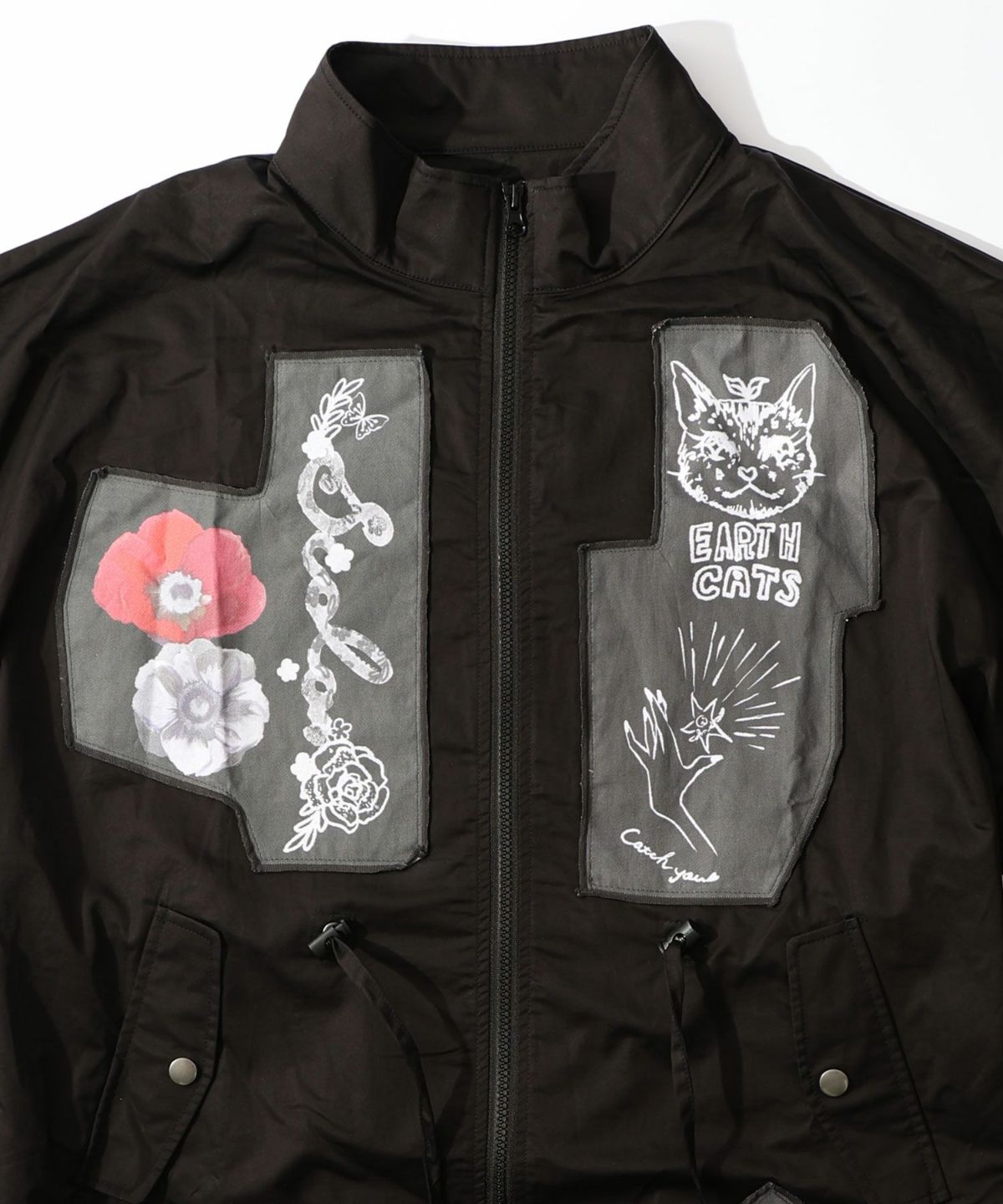 花のアップリケロングブルゾン-16