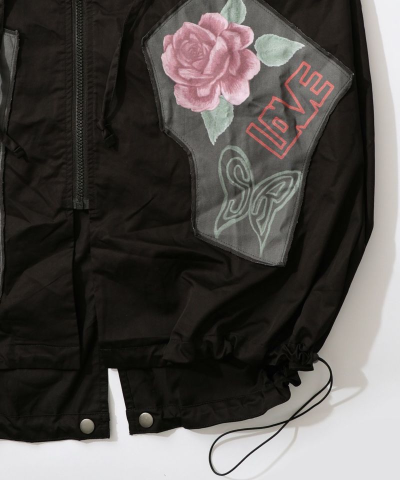 花のアップリケロングブルゾン-19