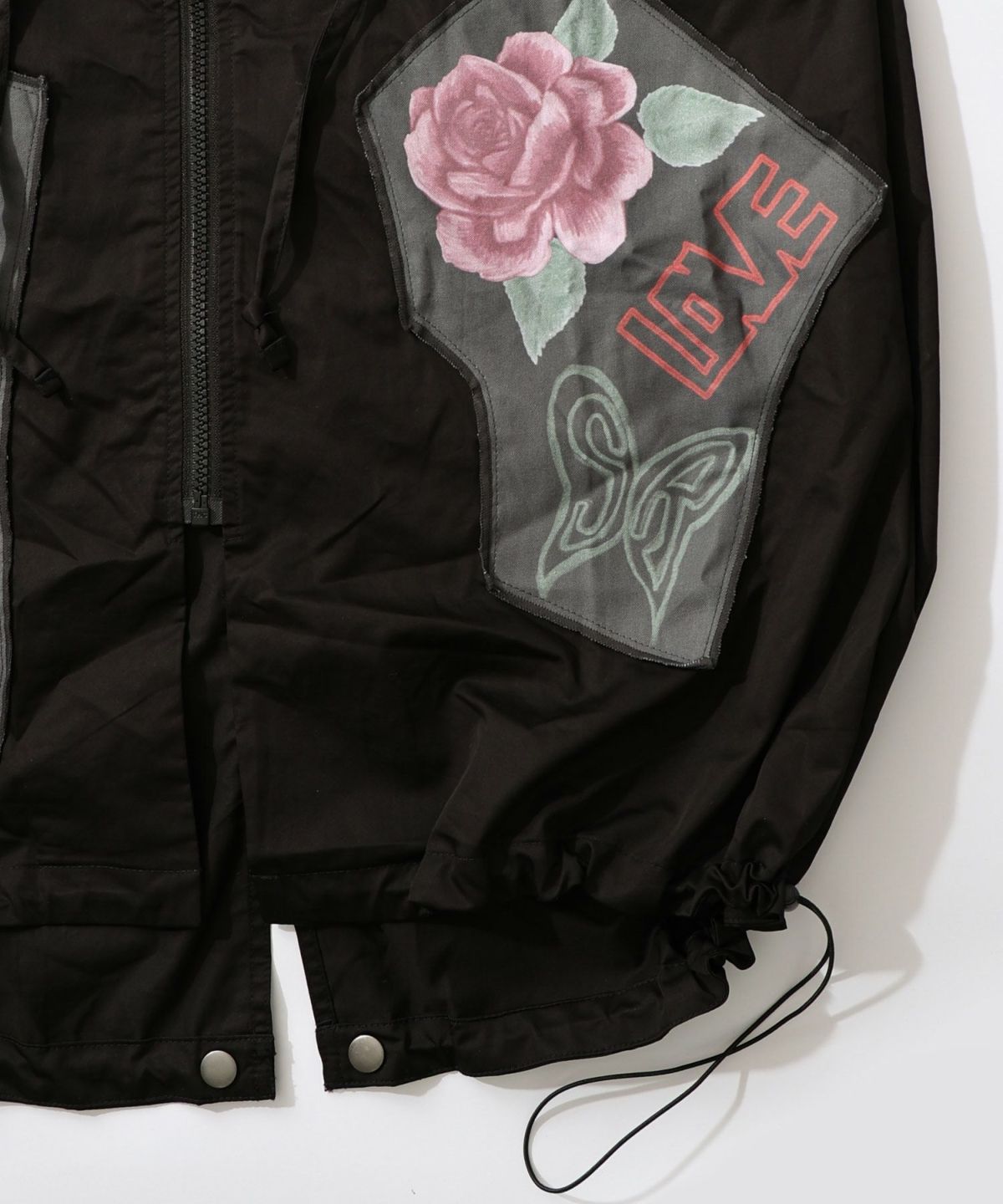 花のアップリケロングブルゾン-19