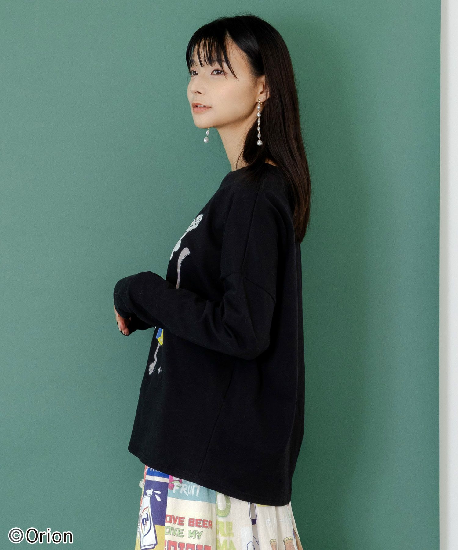 orion×ScoLar　ネコの買い出し日和柄Tシャツ-4