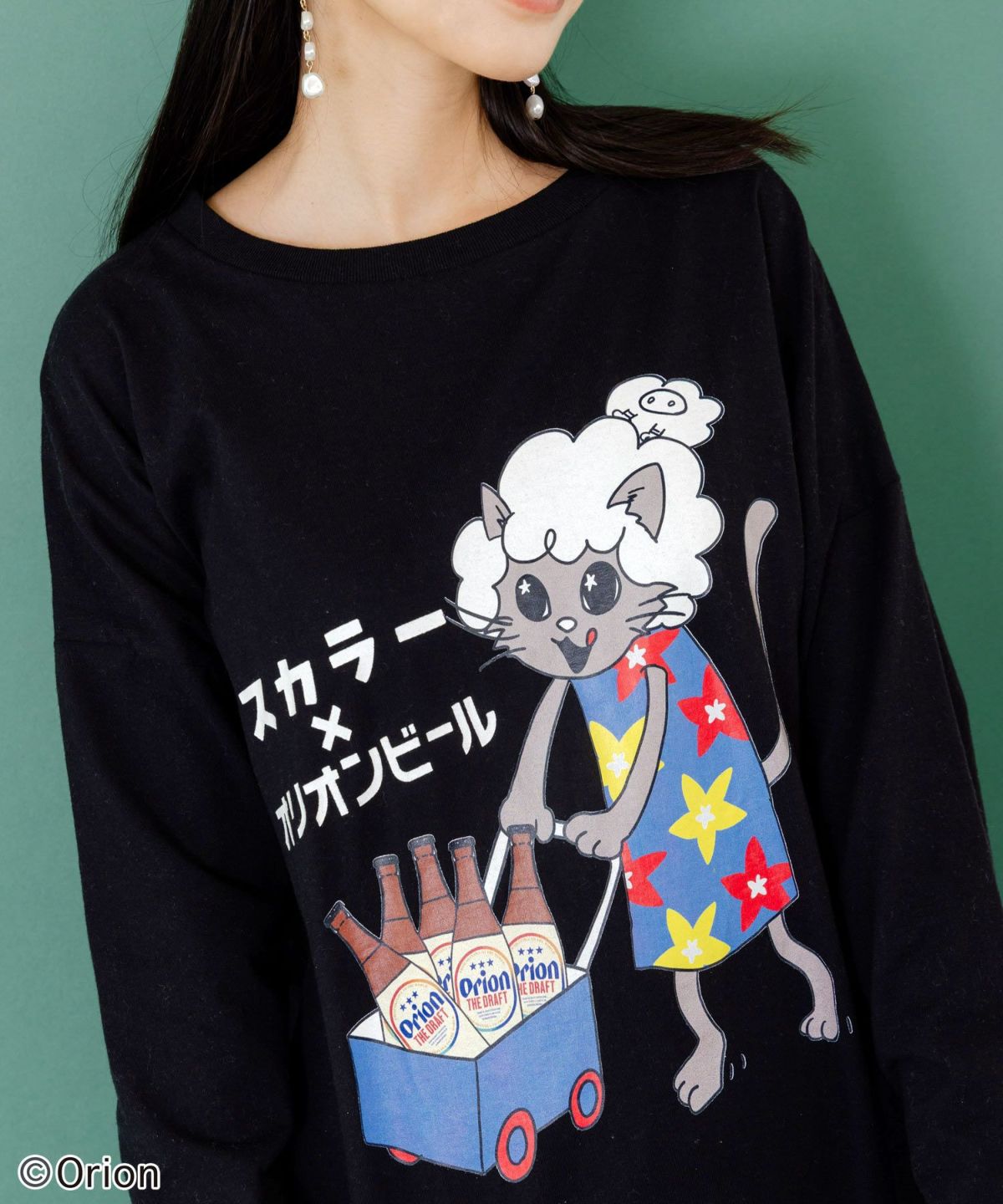 orion×ScoLar　ネコの買い出し日和柄Tシャツ-7