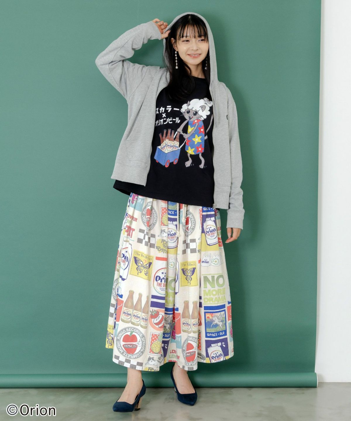 orion×ScoLar　ネコの買い出し日和柄Tシャツ-8