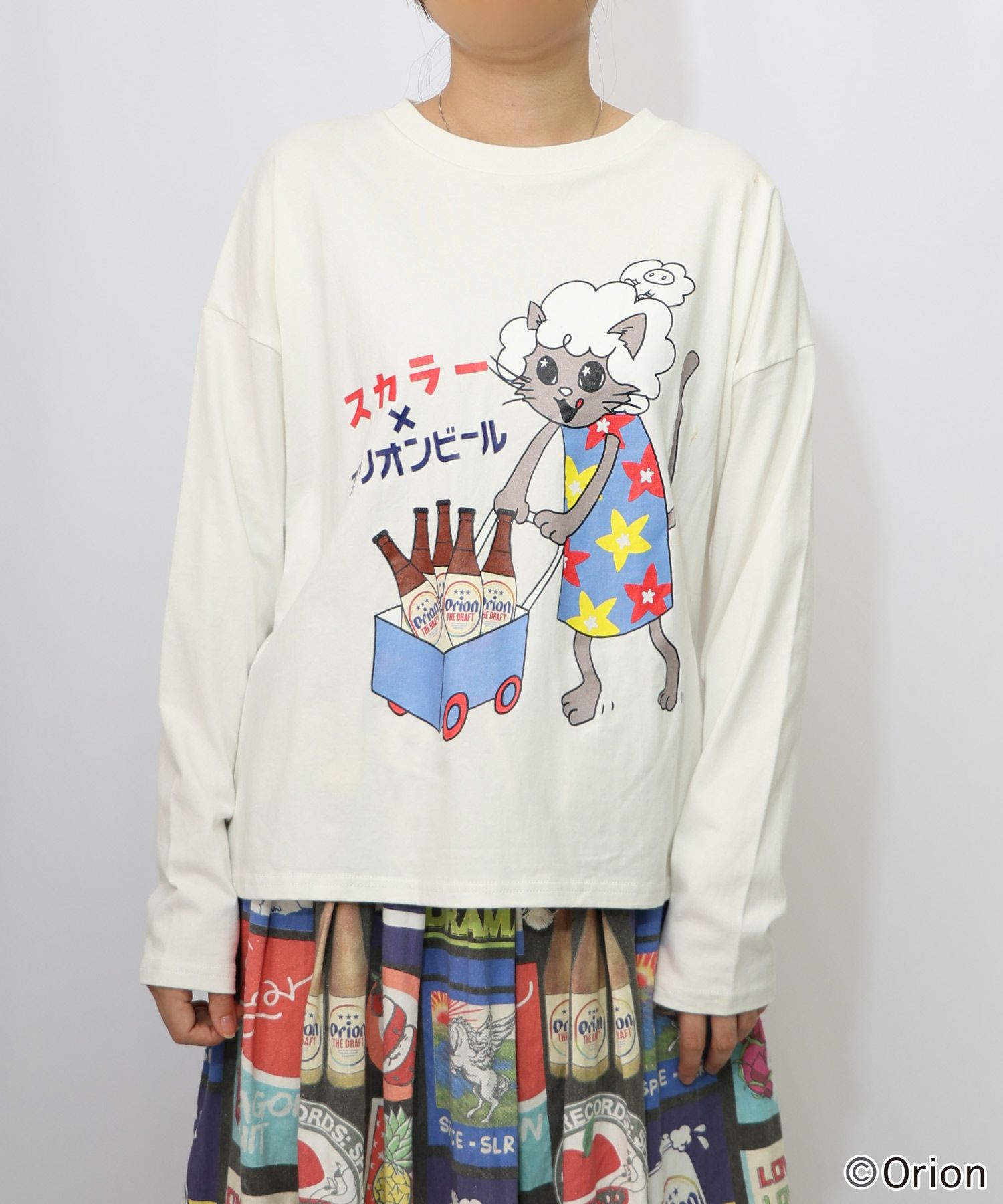orion×ScoLar　ネコの買い出し日和柄Tシャツ-15