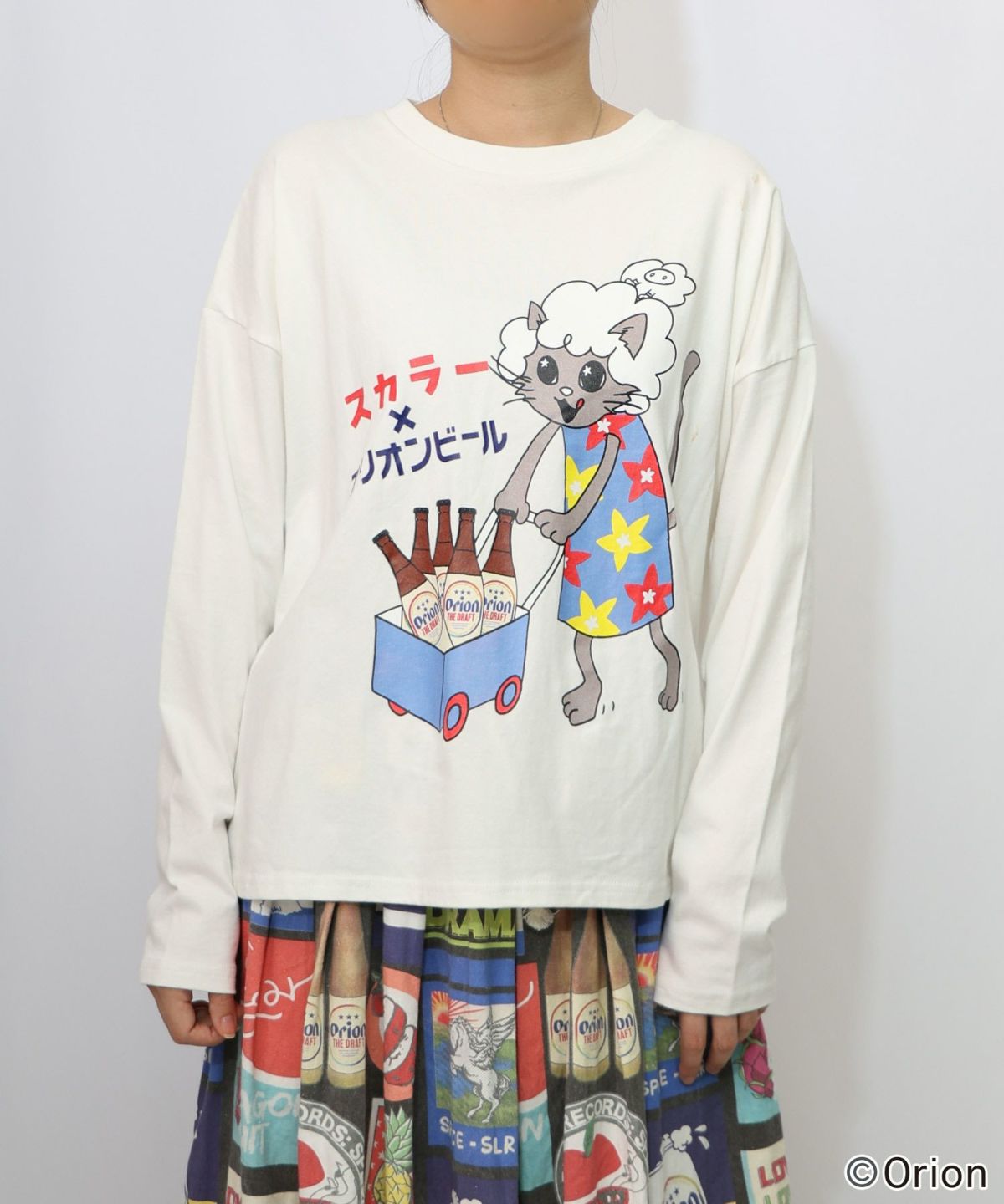 orion×ScoLar　ネコの買い出し日和柄Tシャツ-15
