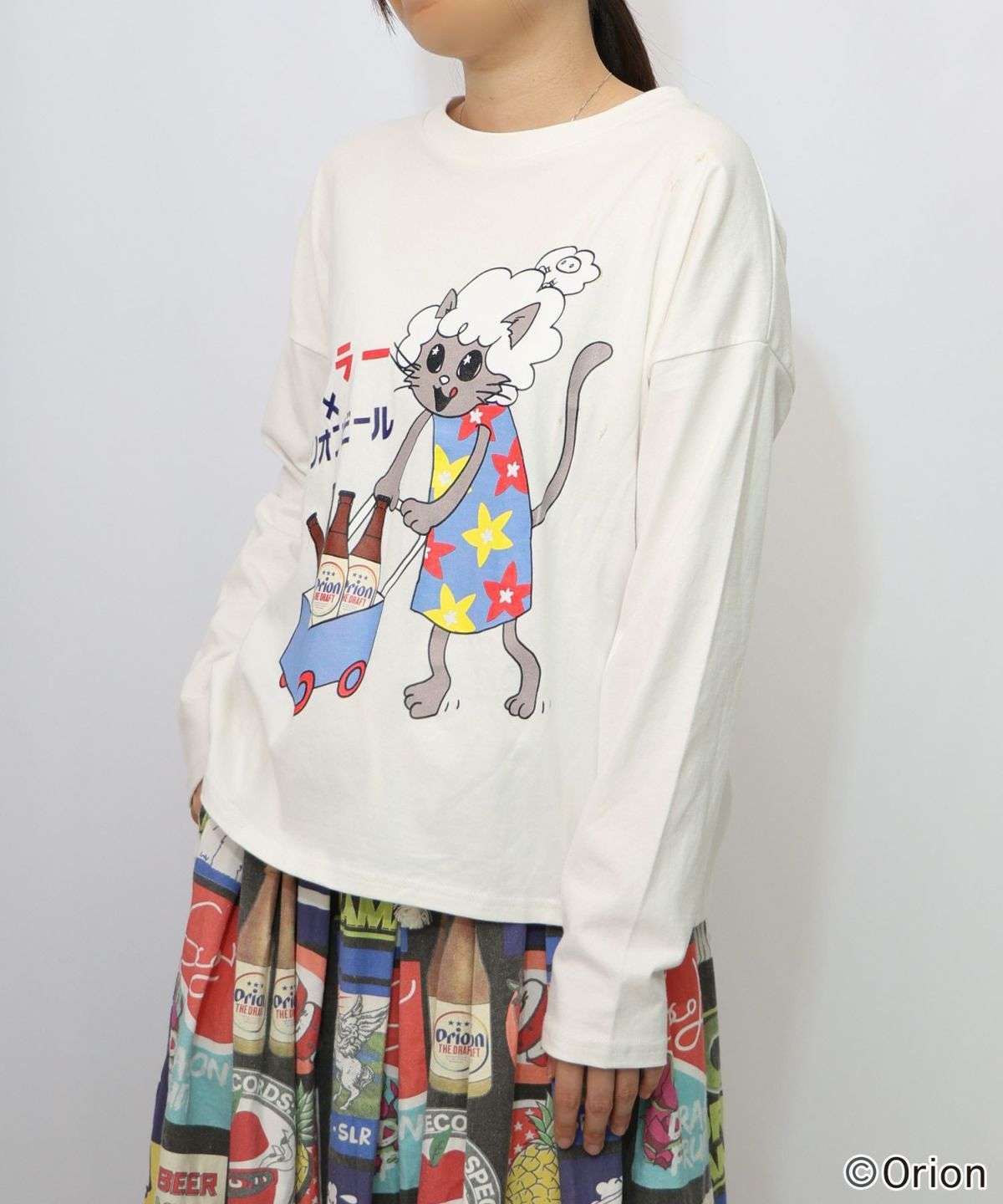 orion×ScoLar　ネコの買い出し日和柄Tシャツ-16