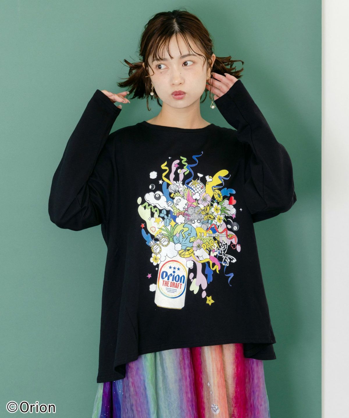 orion×ScoLar　ポップパーティー柄Tシャツ-1