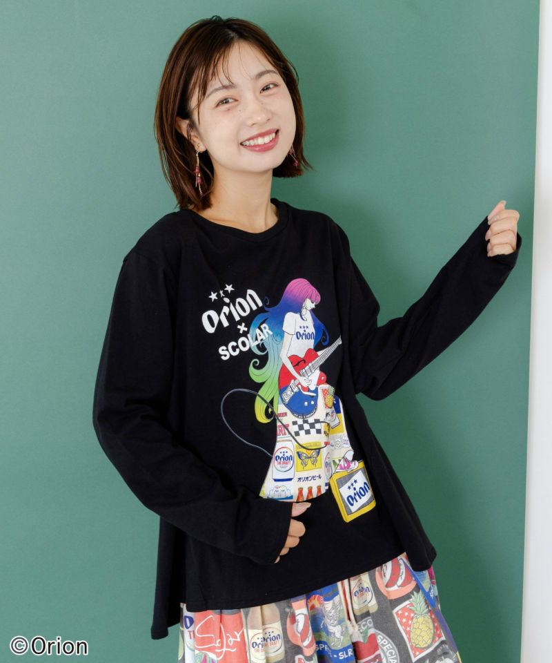 orion×ScoLar　ロックンロール女の子柄Tシャツ-2