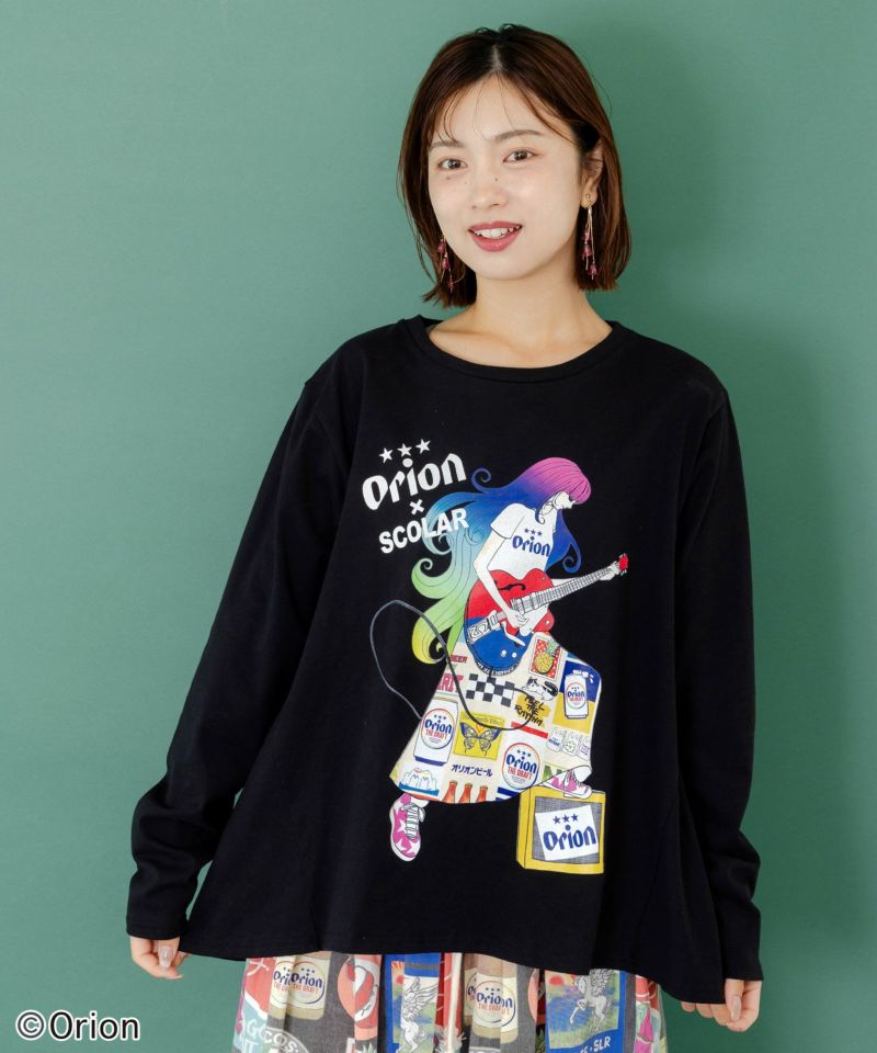 orion×ScoLar　ロックンロール女の子柄Tシャツ-4