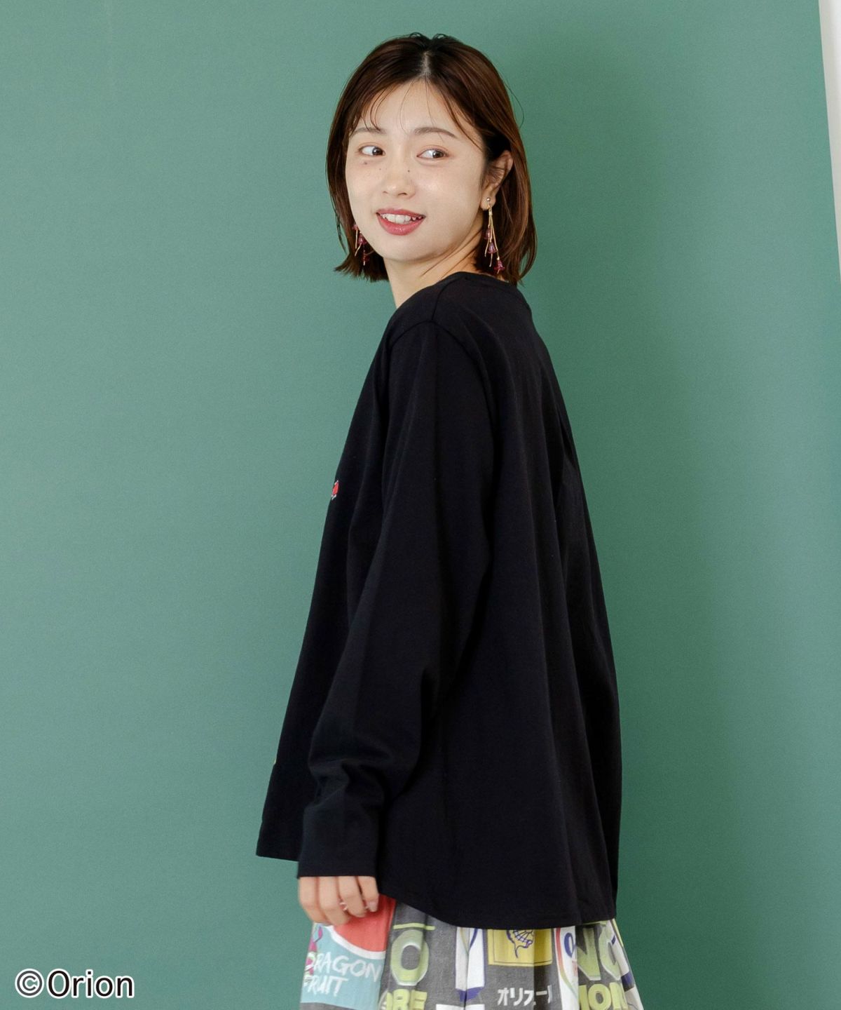 orion×ScoLar　ロックンロール女の子柄Tシャツ-6