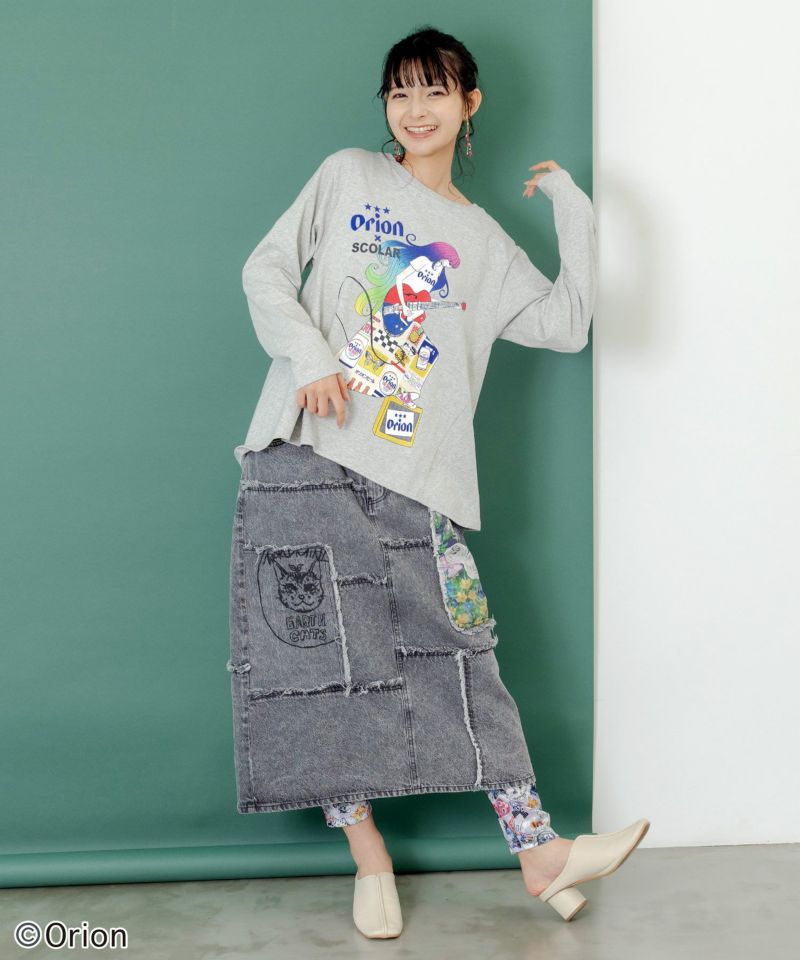 orion×ScoLar　ロックンロール女の子柄Tシャツ-11