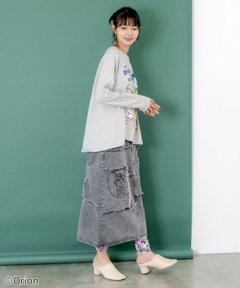 orion×ScoLar　ロックンロール女の子柄Tシャツ-12