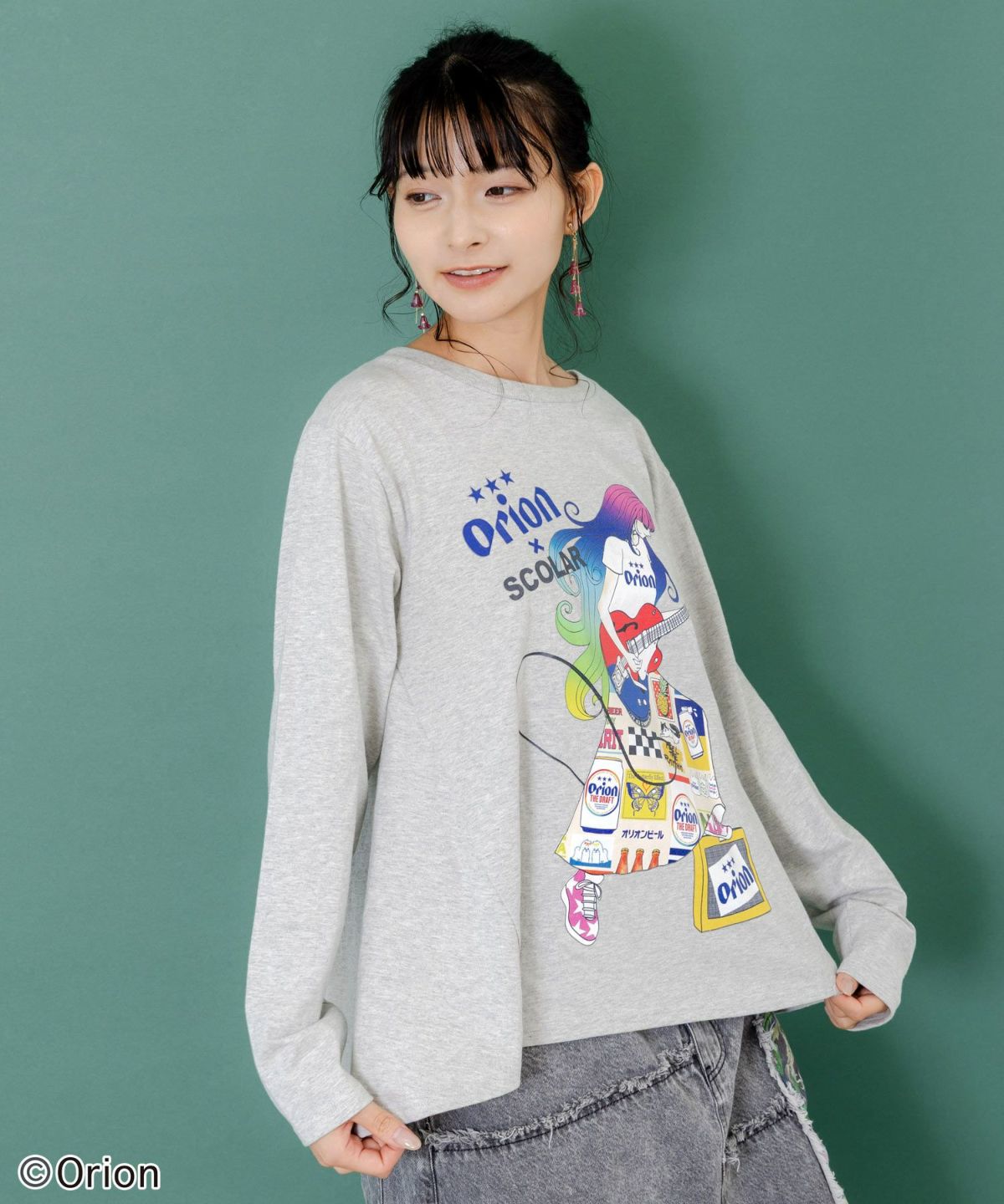 orion×ScoLar　ロックンロール女の子柄Tシャツ-13
