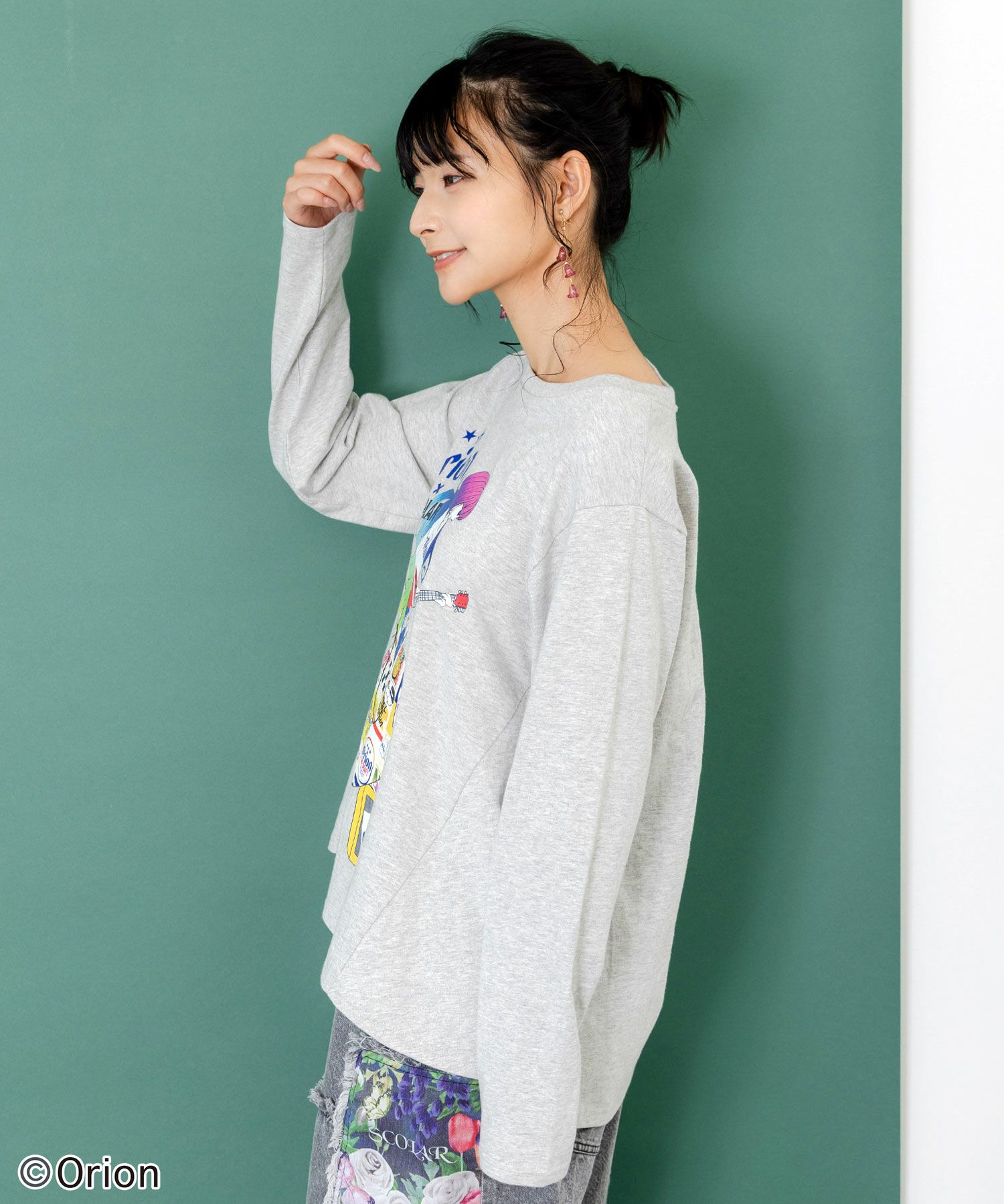 orion×ScoLar　ロックンロール女の子柄Tシャツ-14