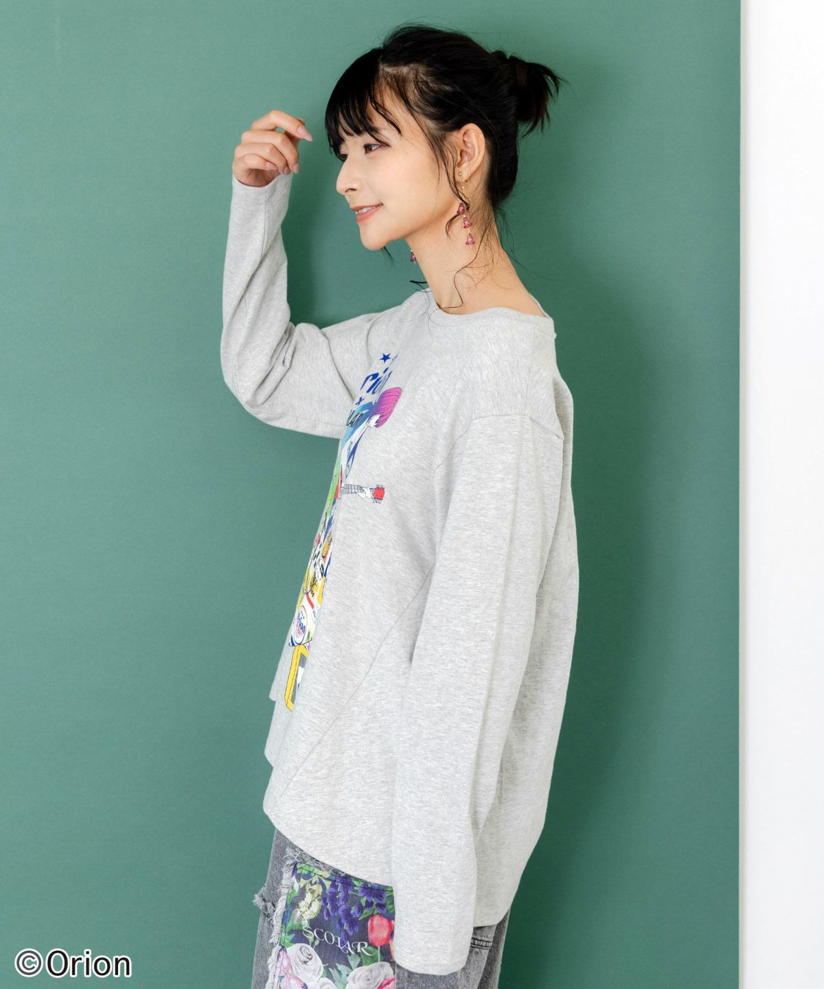 orion×ScoLar　ロックンロール女の子柄Tシャツ-14