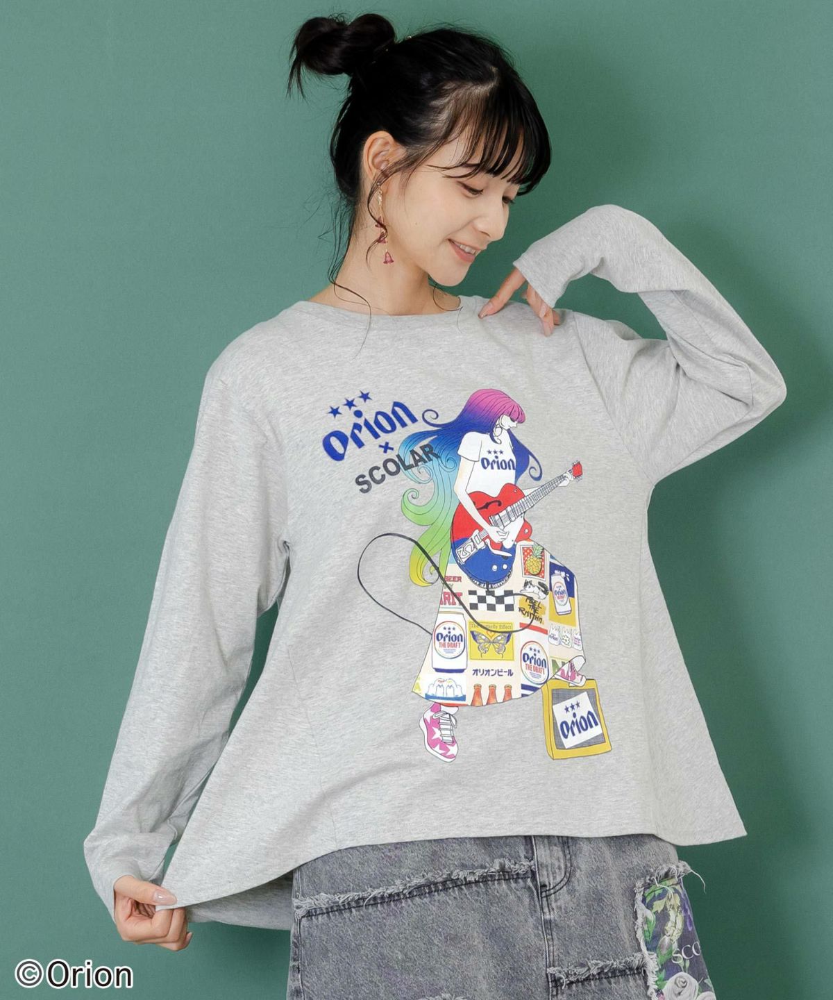 orion×ScoLar　ロックンロール女の子柄Tシャツ-16