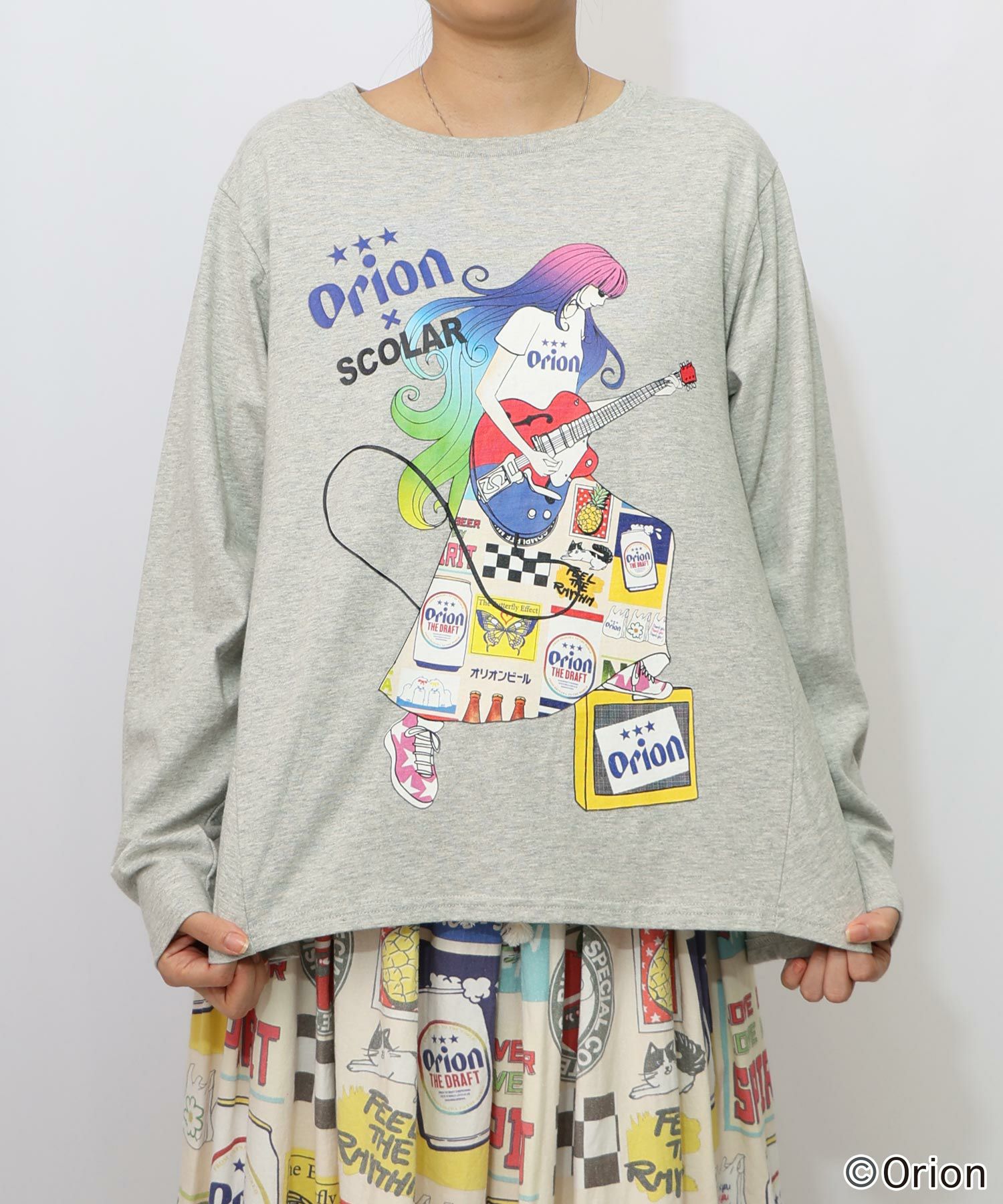 orion×ScoLar　ロックンロール女の子柄Tシャツ-17