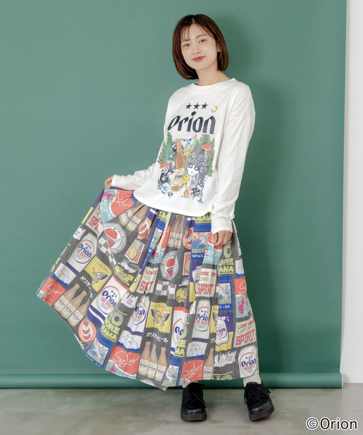 orion×ScoLar　コラージュ柄スカート-3