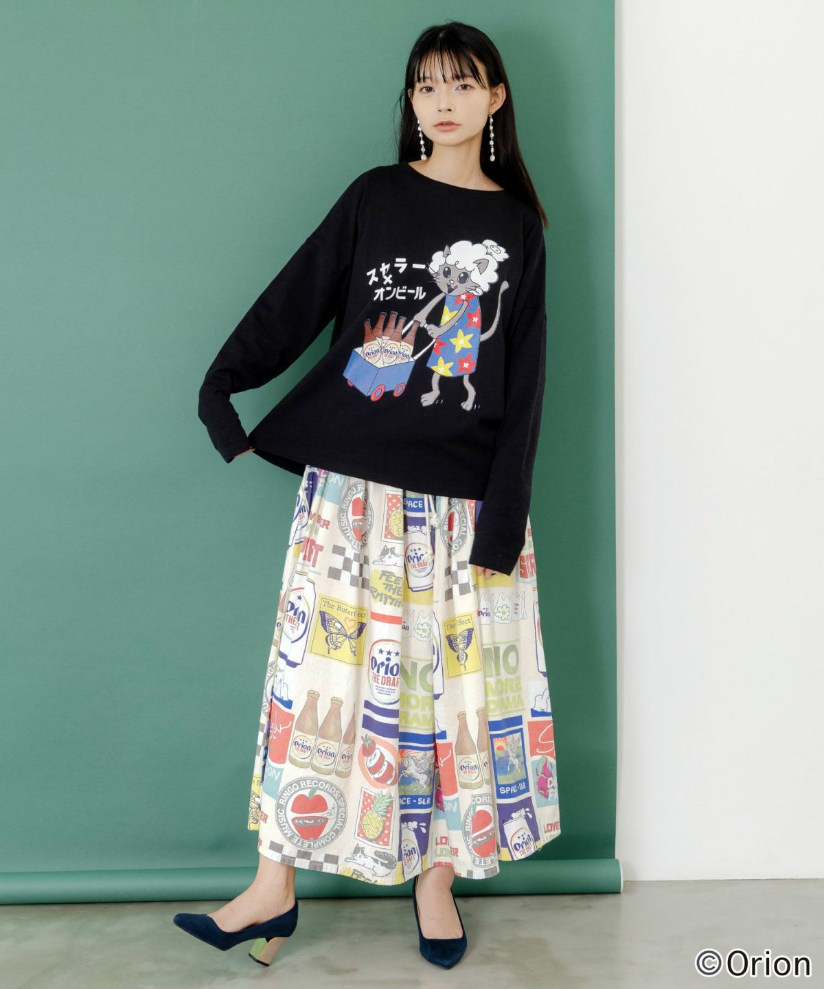 orion×ScoLar　コラージュ柄スカート-12