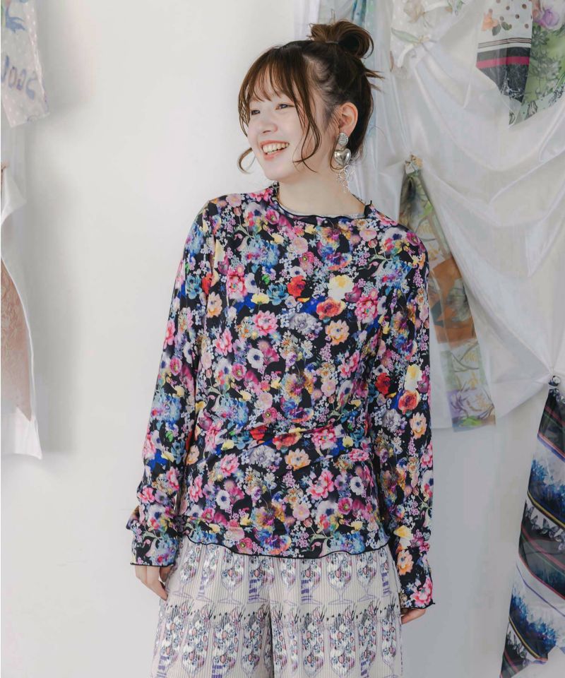 スカラー総柄ロングスリーブTシャツ-2