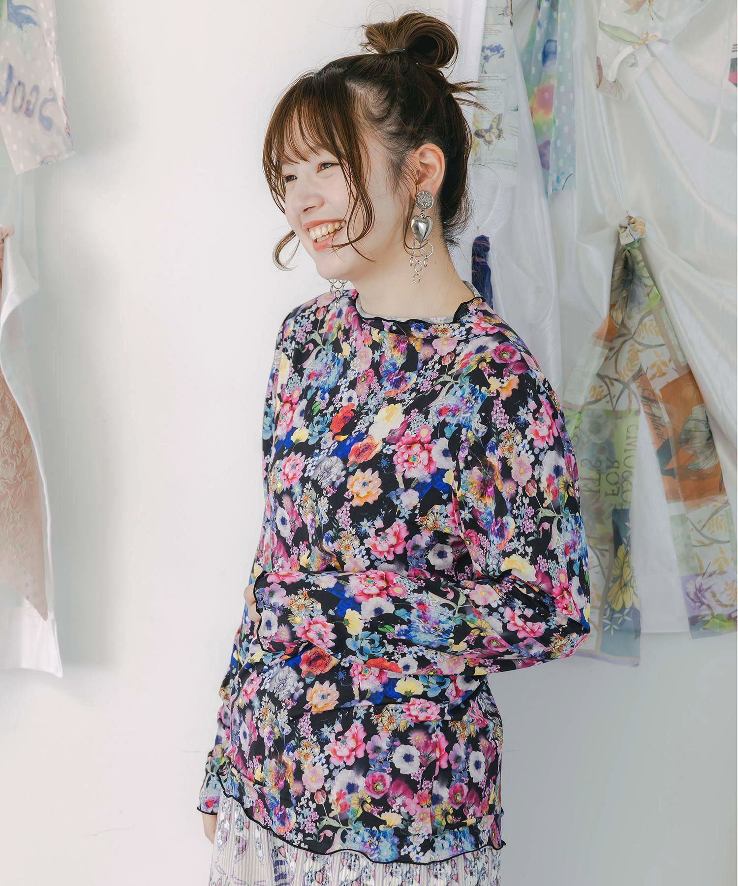 スカラー総柄ロングスリーブTシャツ-3