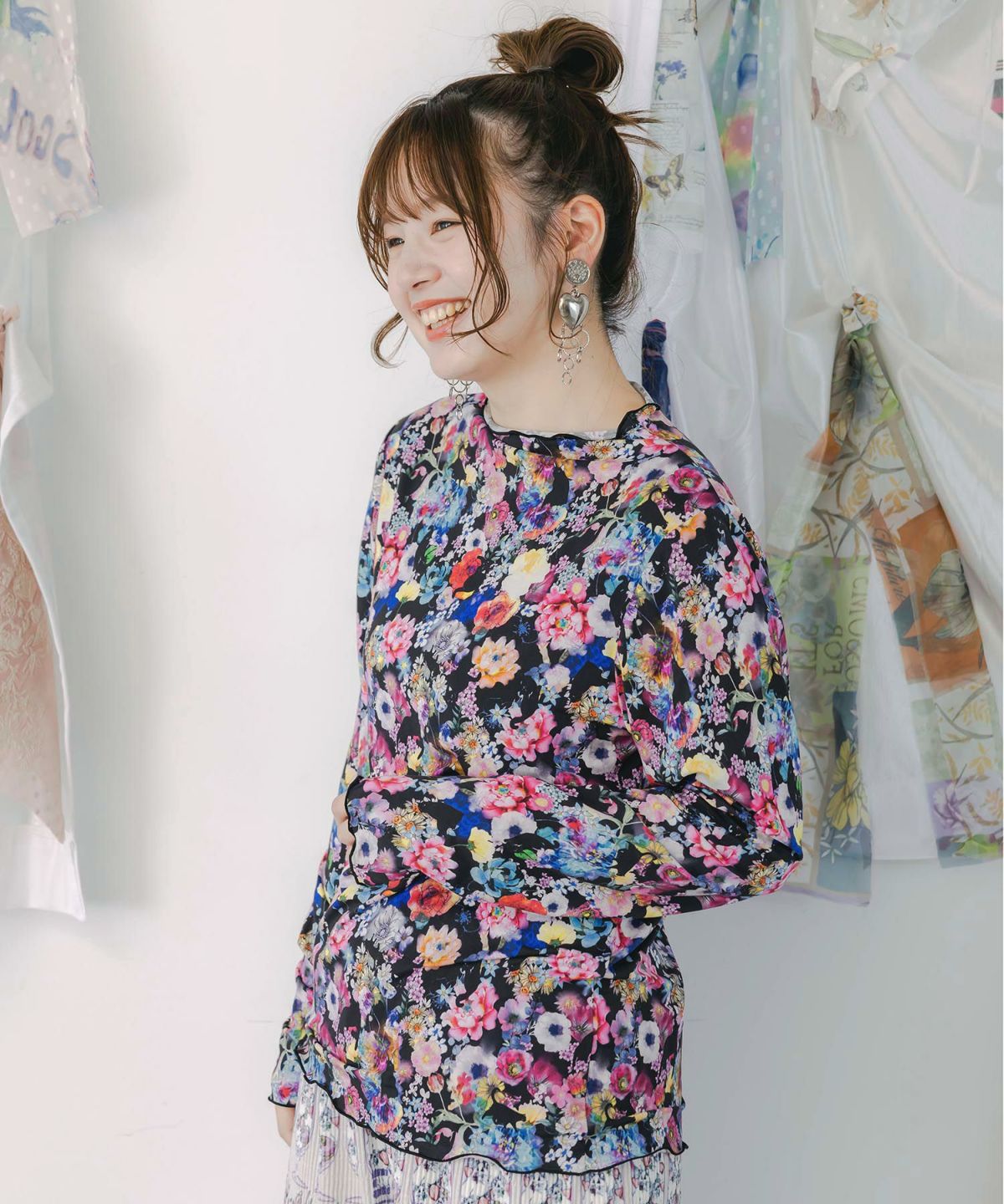 スカラー総柄ロングスリーブTシャツ-3