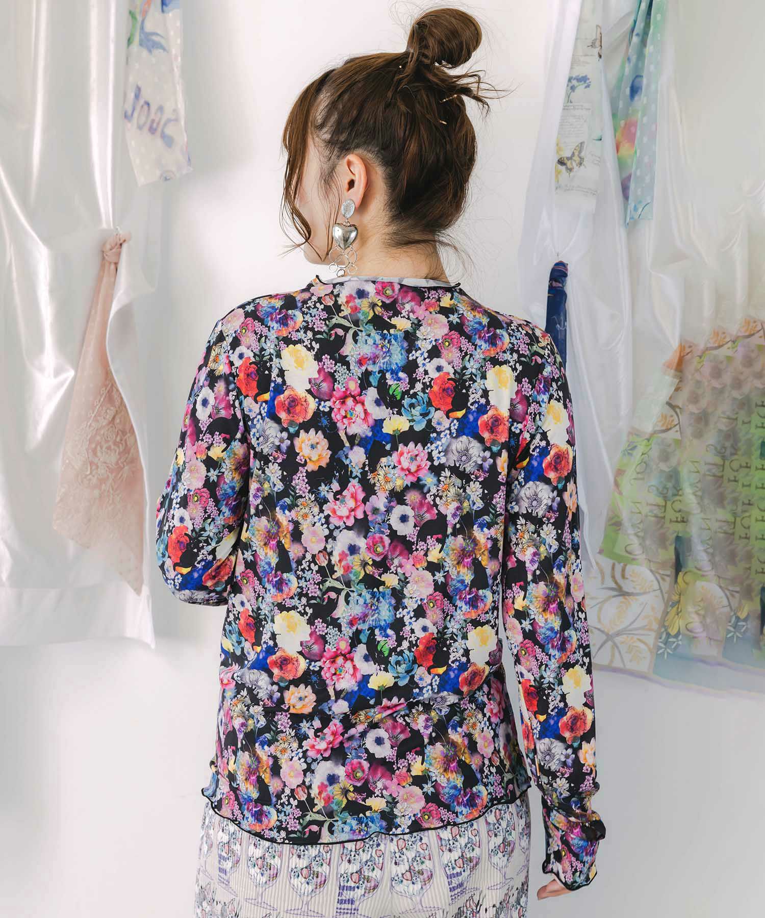 スカラー総柄ロングスリーブTシャツ-4