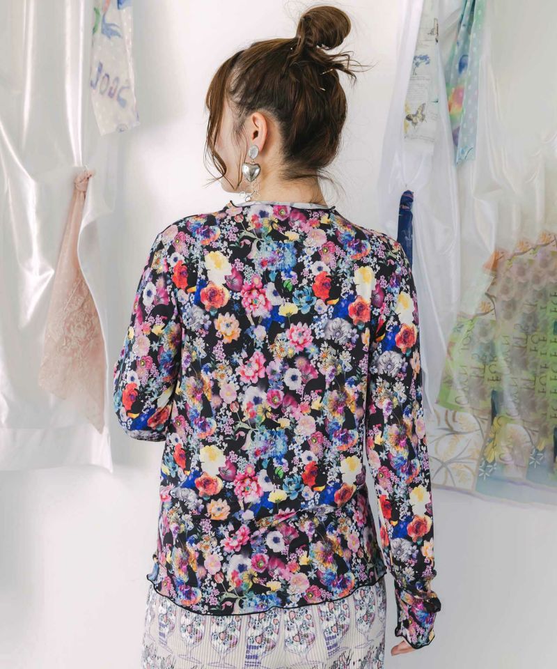 スカラー総柄ロングスリーブTシャツ-4