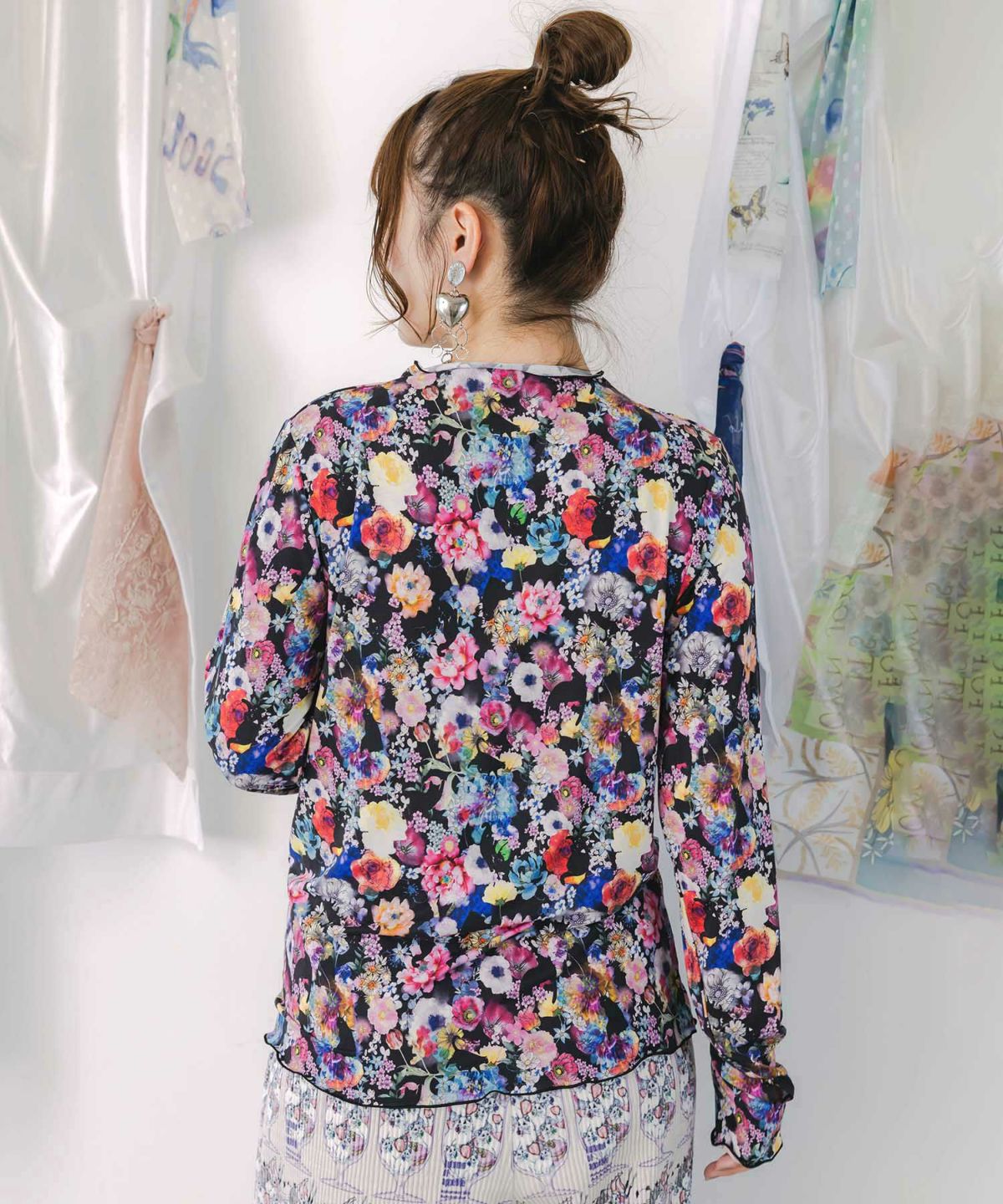 スカラー総柄ロングスリーブTシャツ-4