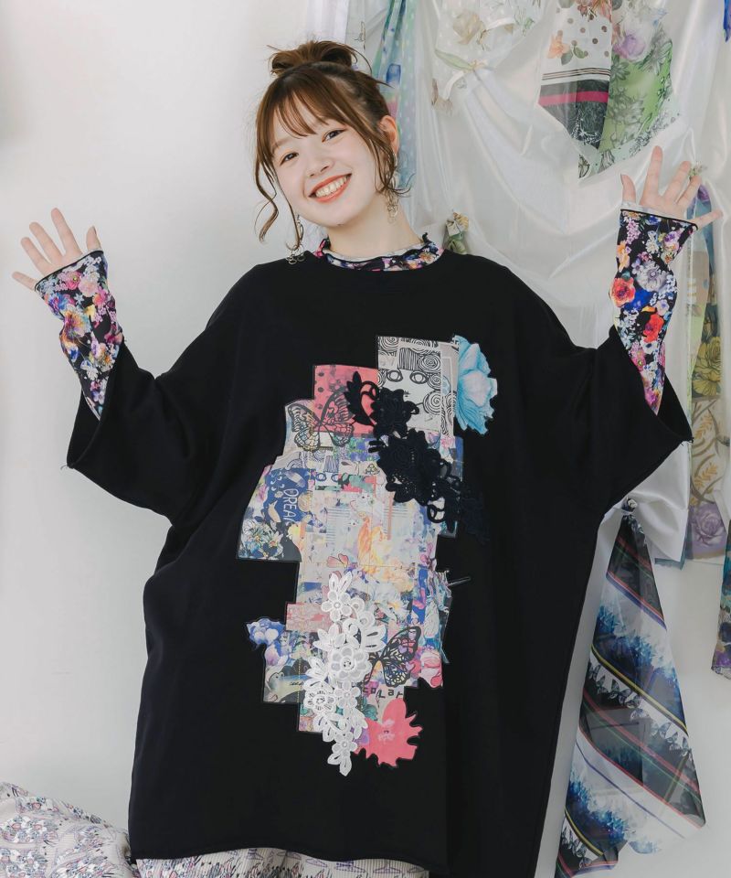 スカラー総柄ロングスリーブTシャツ-7