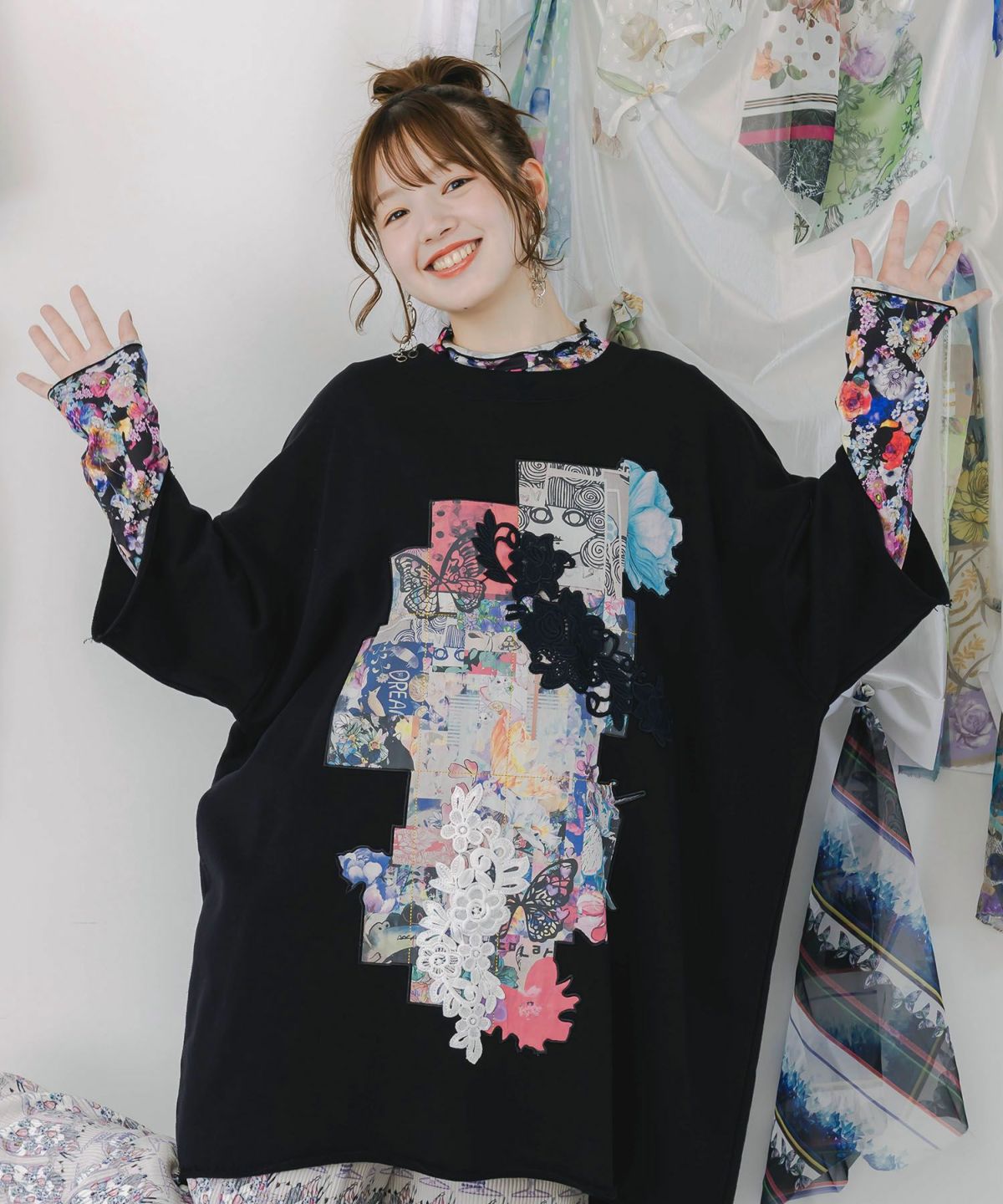 スカラー総柄ロングスリーブTシャツ-7