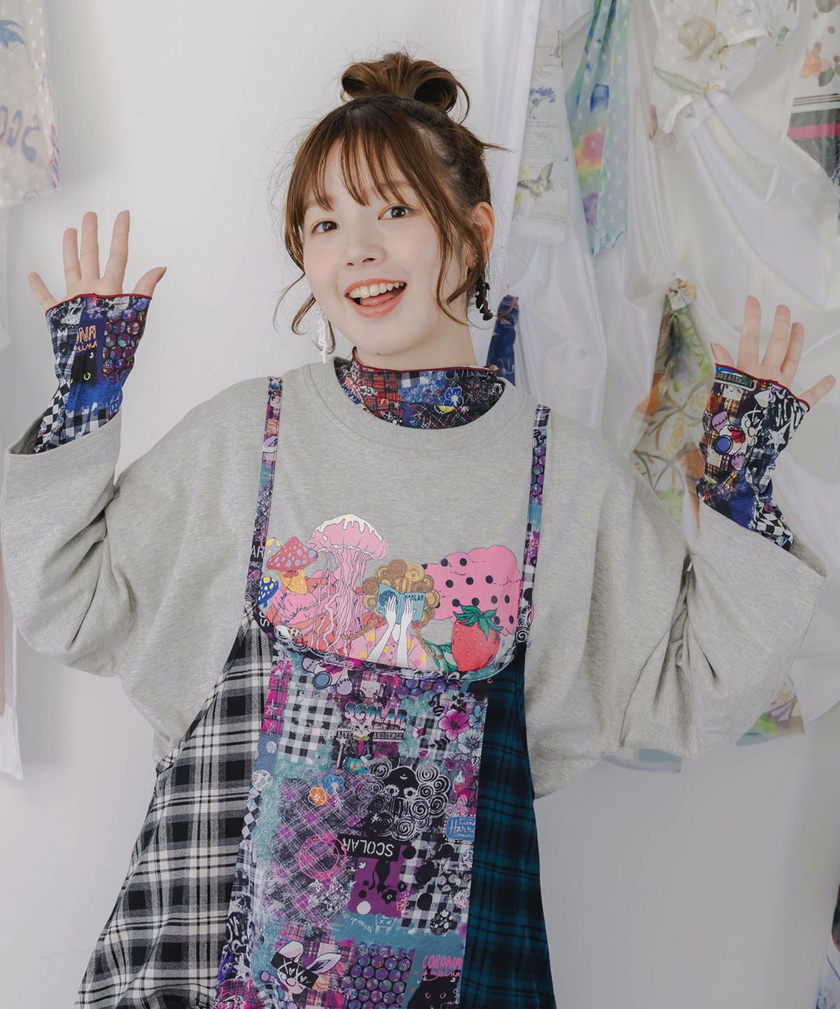 スカラー総柄ロングスリーブTシャツ-8