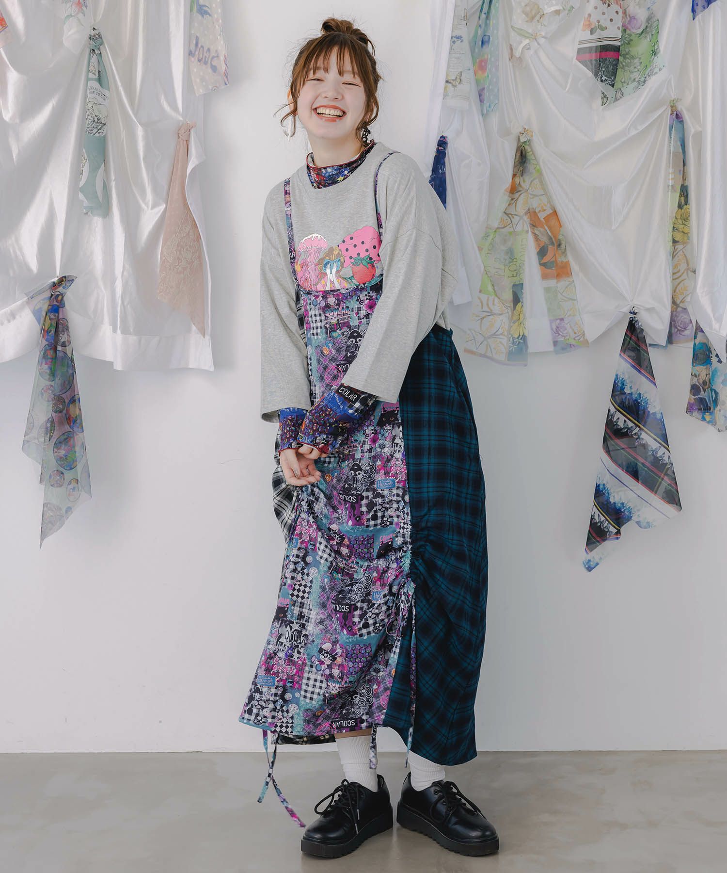 スカラー総柄ロングスリーブTシャツ-9