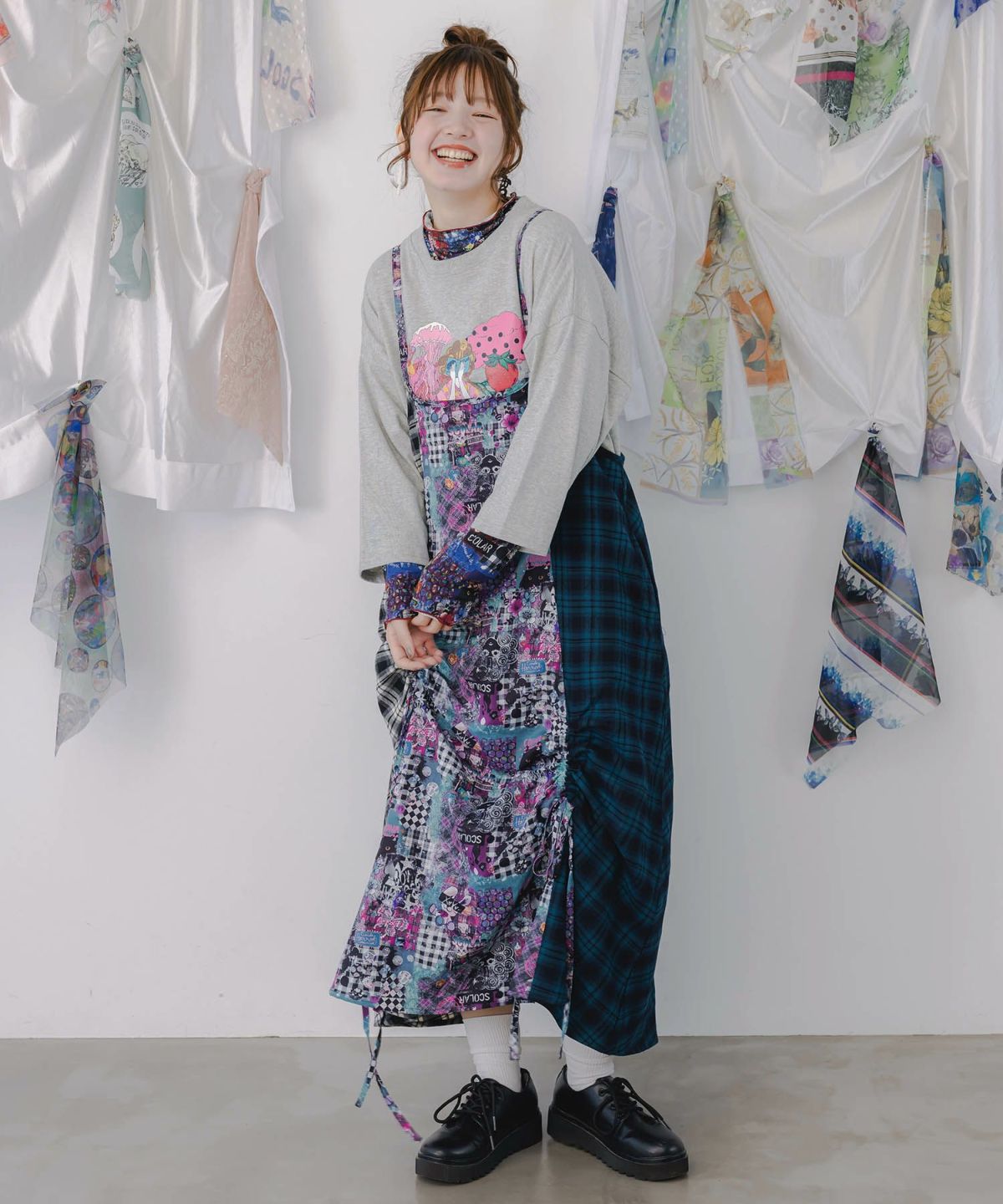 スカラー総柄ロングスリーブTシャツ-9