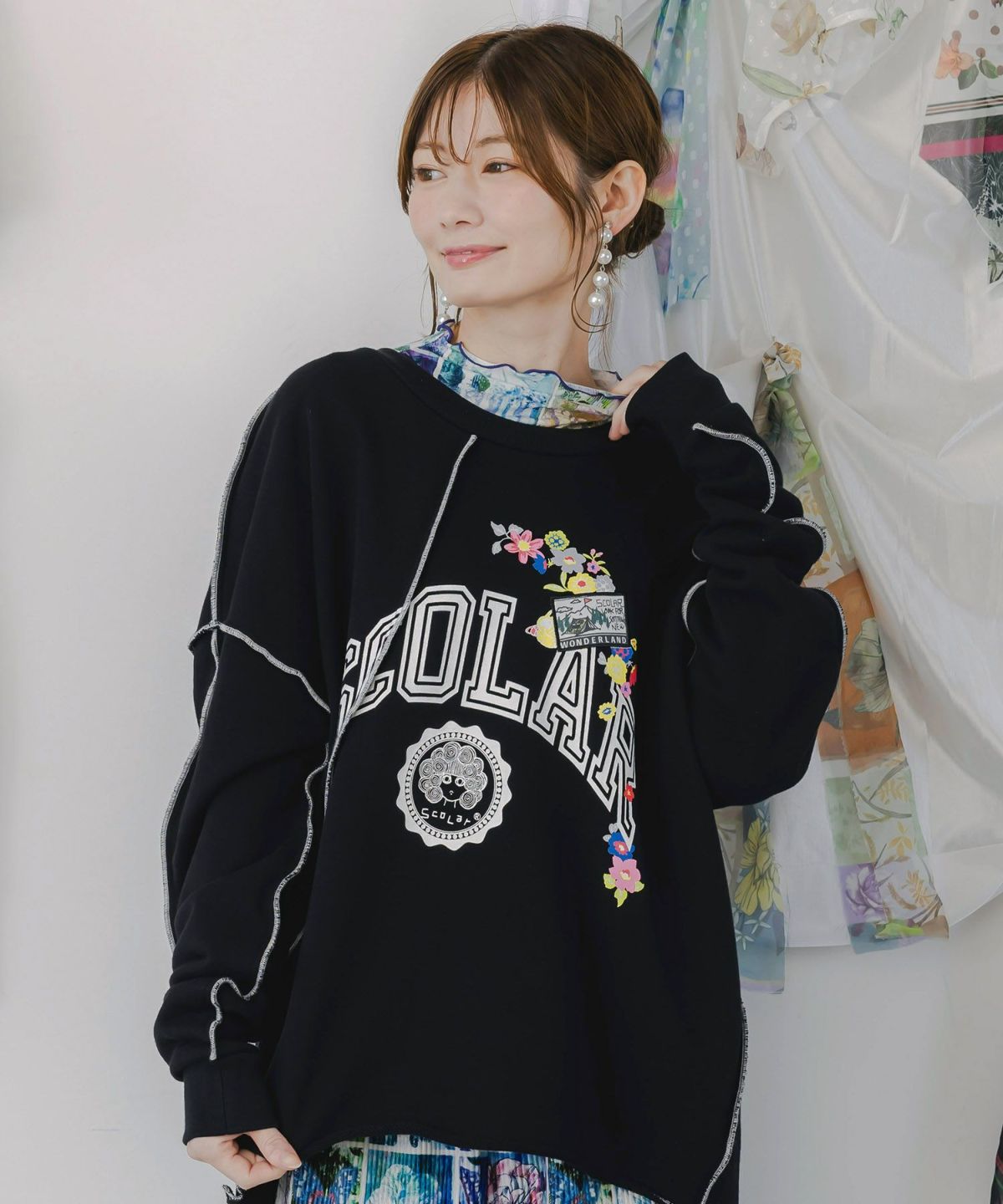 スカラー総柄ロングスリーブTシャツ-10