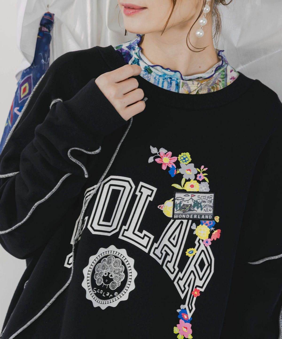 スカラー総柄ロングスリーブTシャツ-12