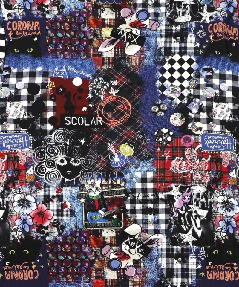 スカラー総柄ロングスリーブTシャツ-18