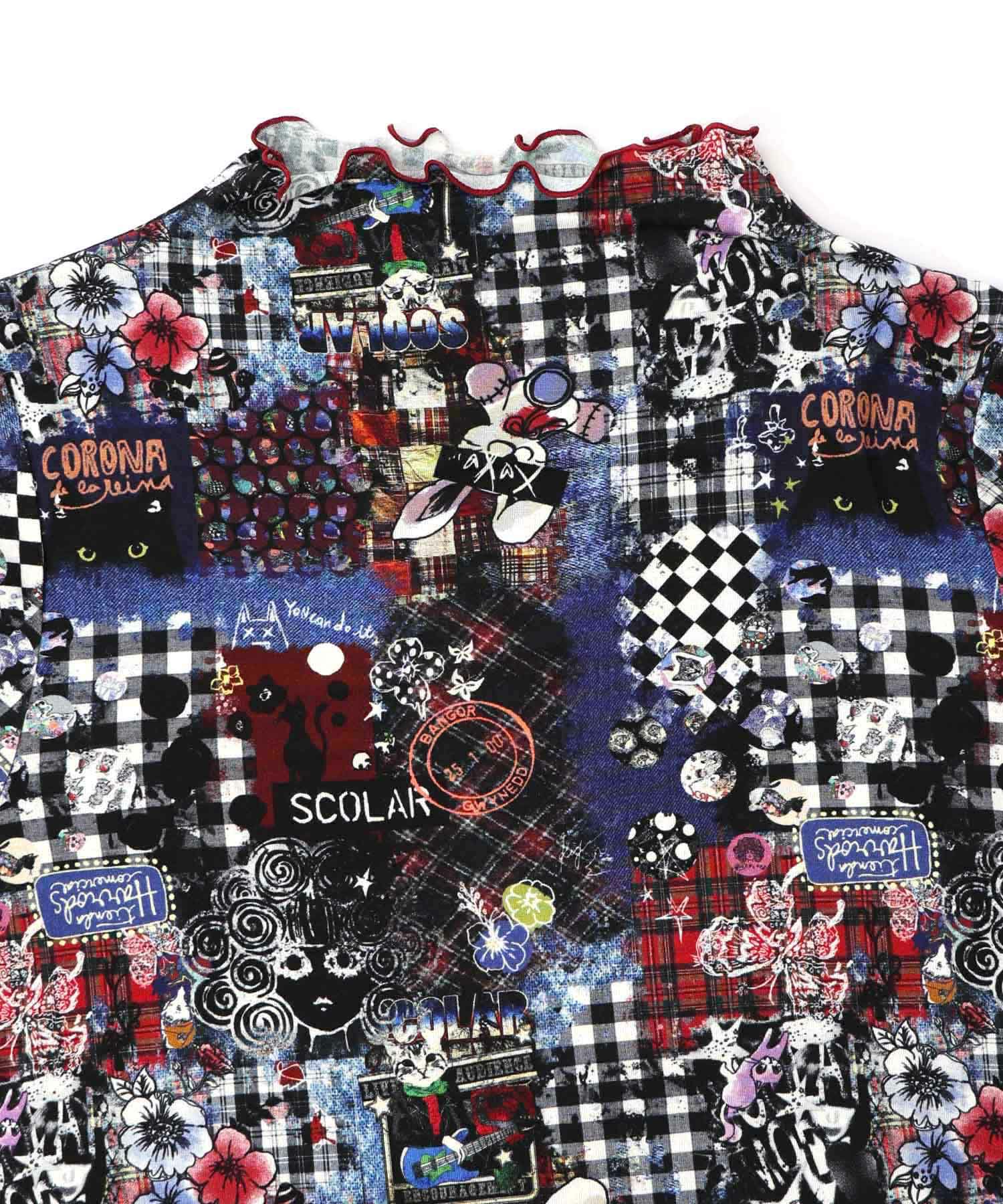 スカラー総柄ロングスリーブTシャツ-21