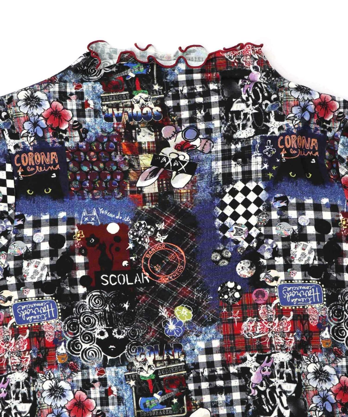 スカラー総柄ロングスリーブTシャツ-21