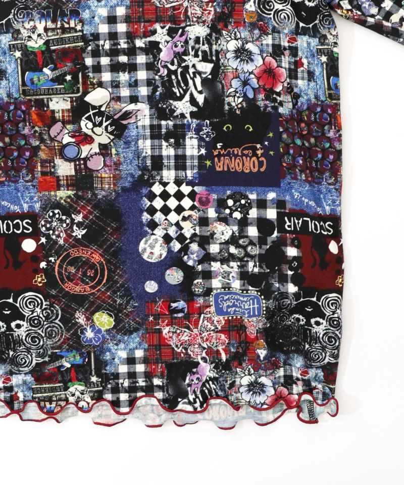 スカラー総柄ロングスリーブTシャツ-24