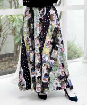 ScoLar 153717：スカラーリメイク風 異素材切替デニムスカート ScoLar（スカラー） スカート 153717 スカラーリメイク風 異素材切替