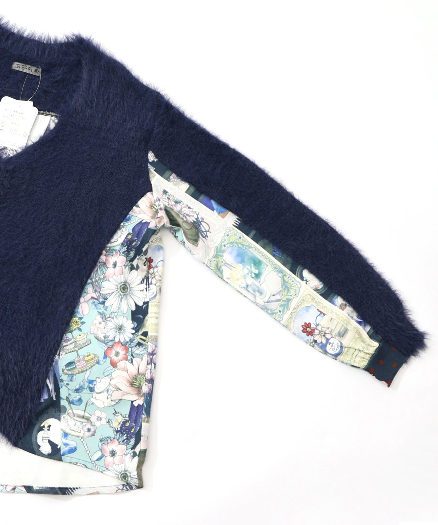 芸術と音楽と花のコラージュ柄ロングカーディガン-19