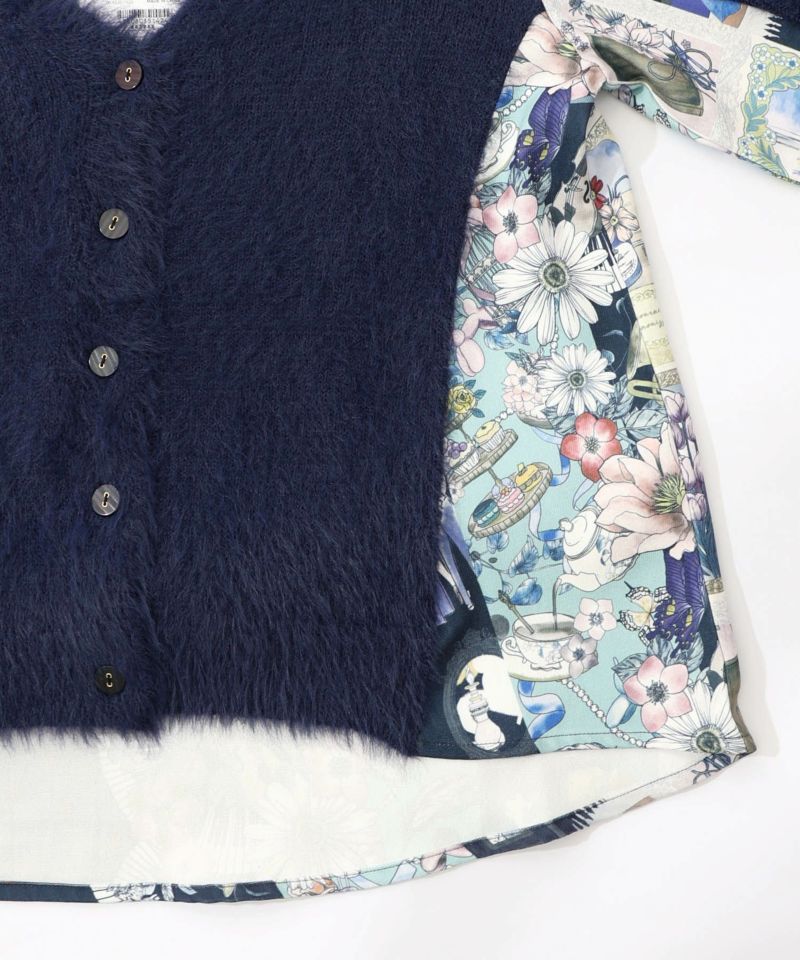 芸術と音楽と花のコラージュ柄ロングカーディガン-20