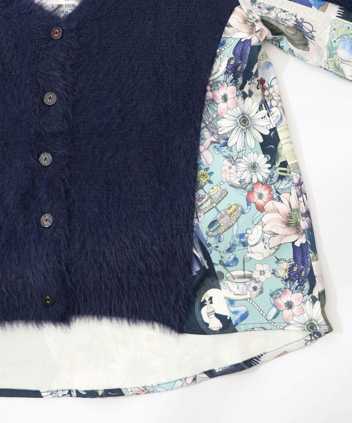 芸術と音楽と花のコラージュ柄ロングカーディガン-20