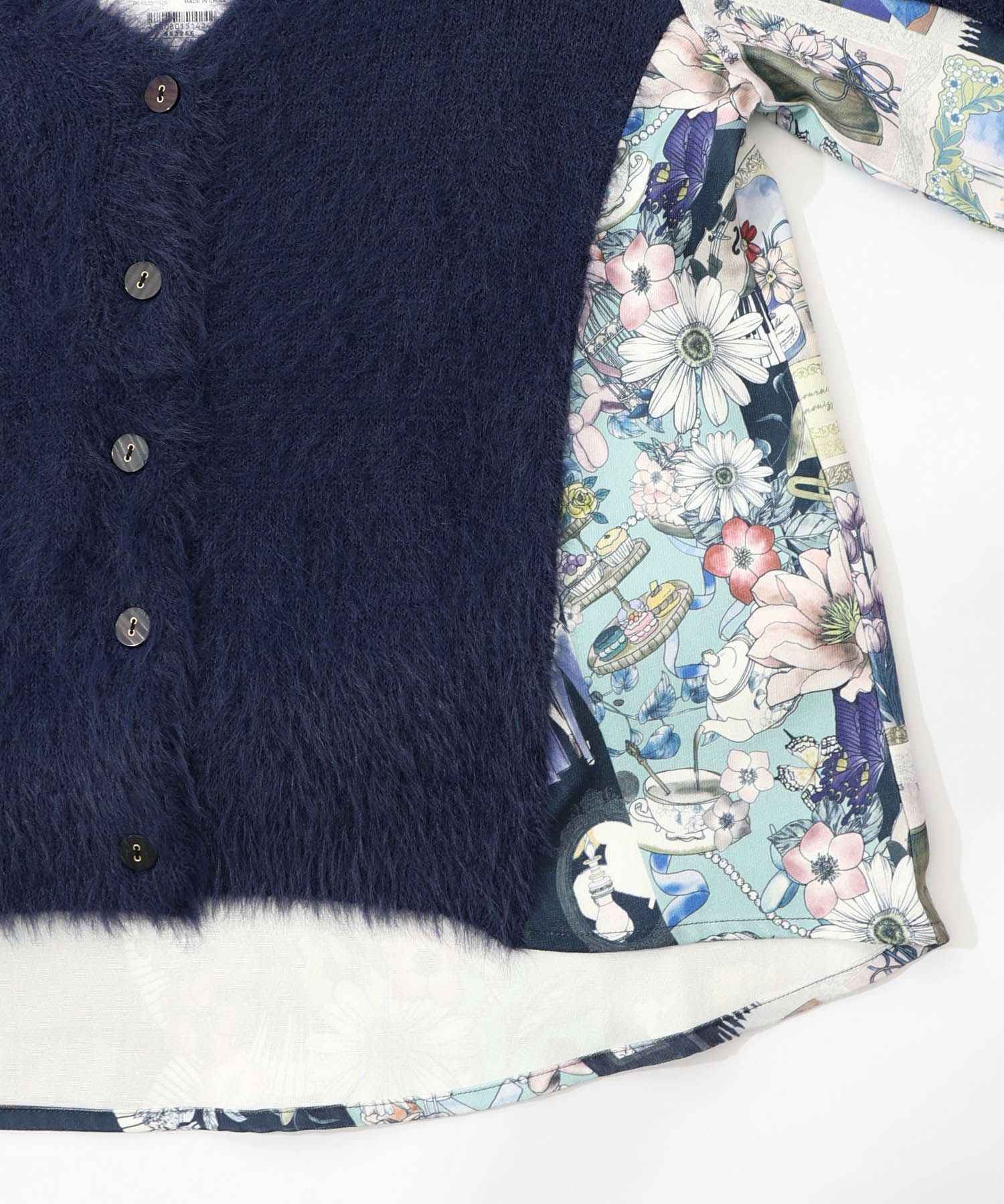 芸術と音楽と花のコラージュ柄ロングカーディガン-20