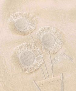 553254：チェック柄×フリンジ花刺繍ノーカラーシャツの通販-ScoLar