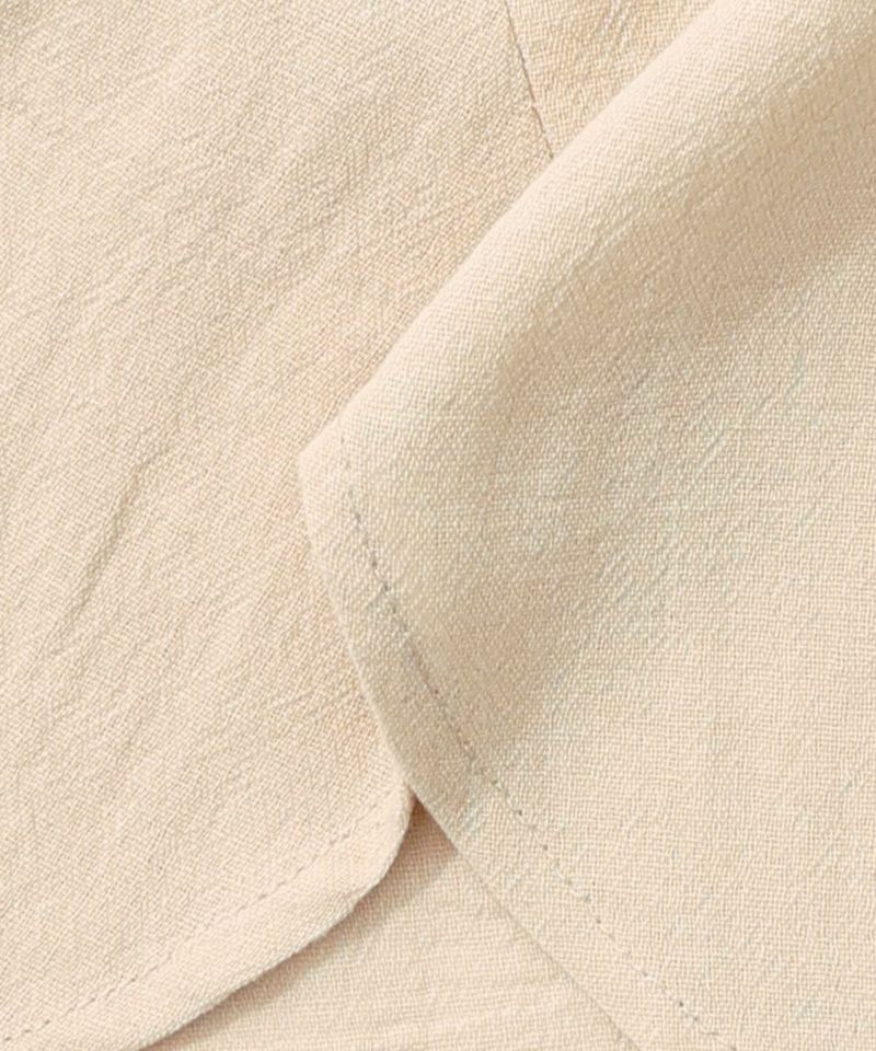 チェック柄×フリンジ花刺繍ノーカラーシャツ-18