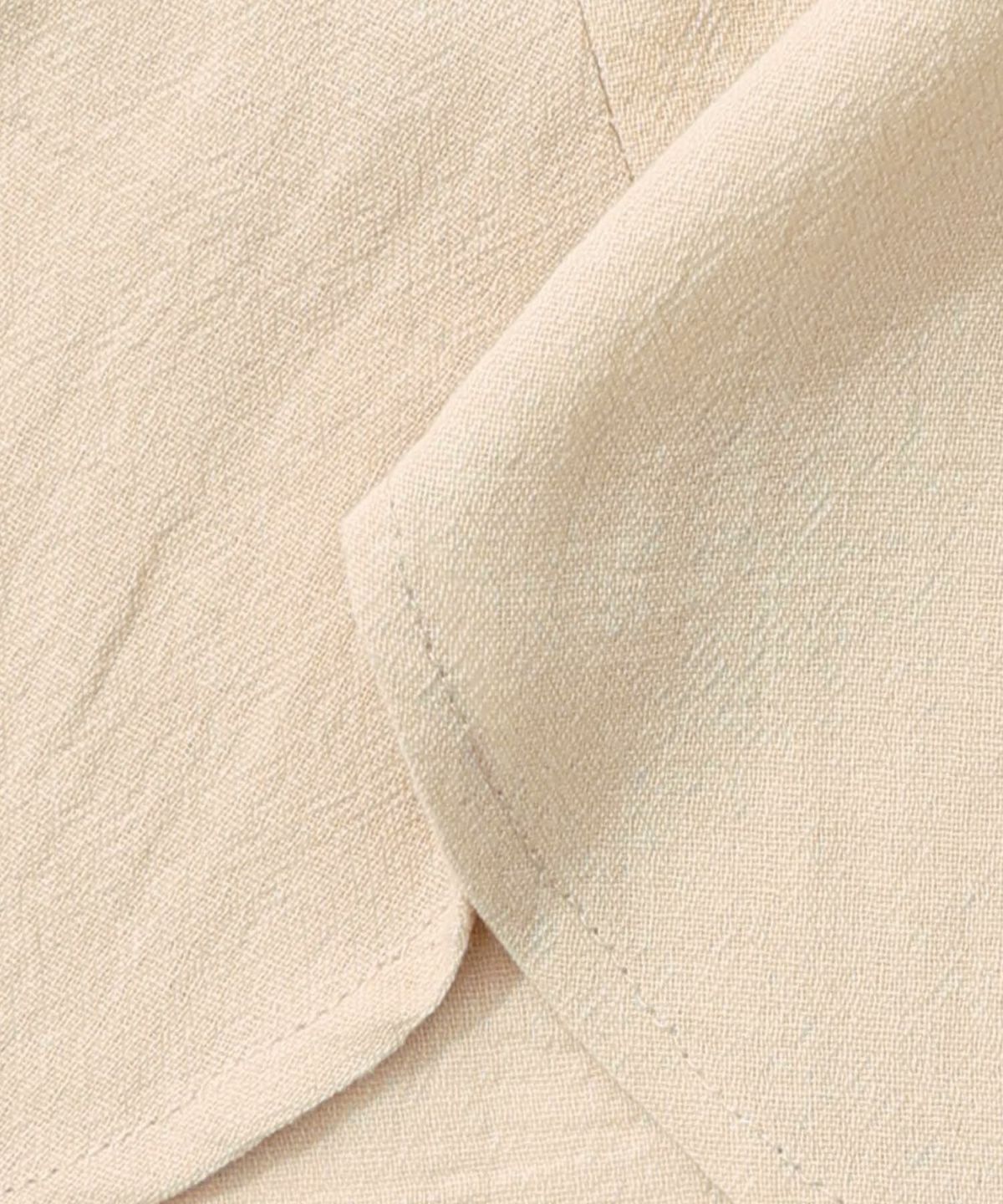 チェック柄×フリンジ花刺繍ノーカラーシャツ-18